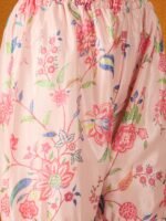 Peach Embroidered Chinon Anarkali Kurta Sharara with Dupatta