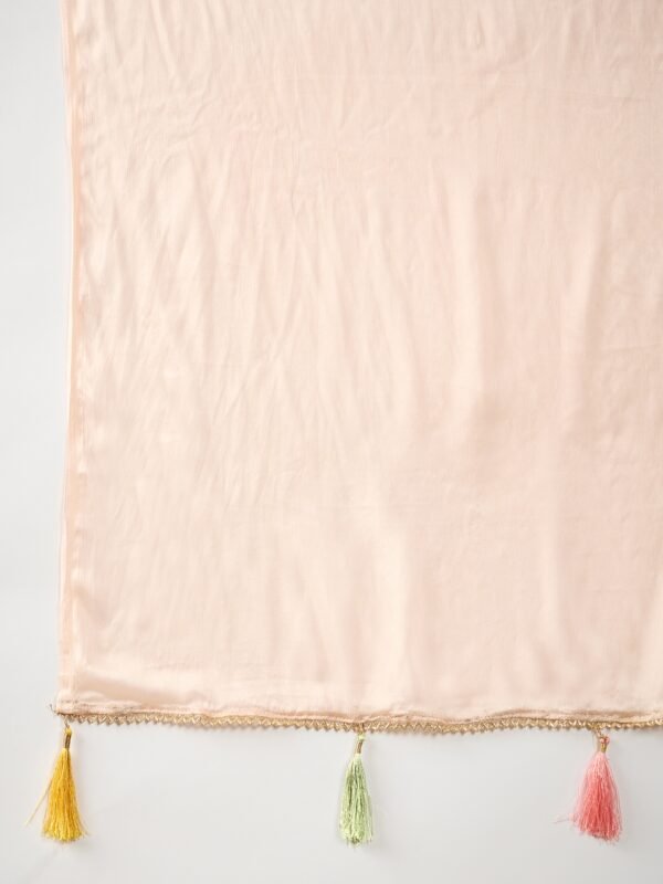 Peach Embroidered Chinon Anarkali Kurta Sharara with Dupatta