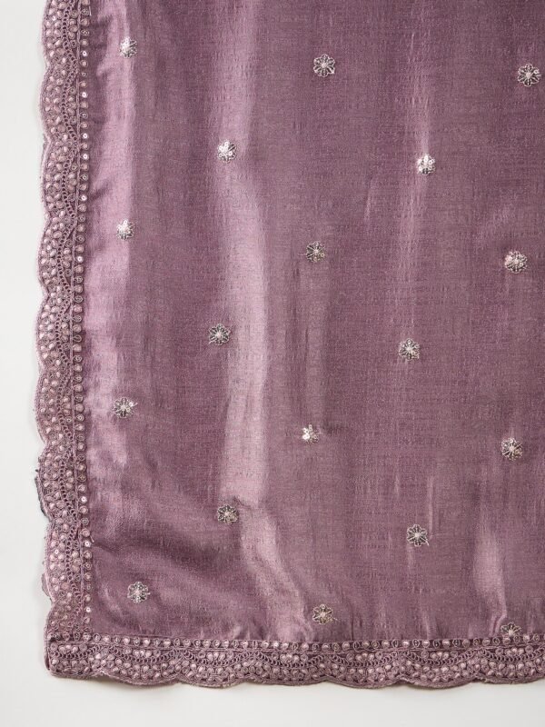 Purple Chinon Embroidered Anarkali Gown with Dupatta