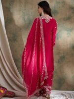 Pink Chinon Embroidered Kurta Sharara Set with Dupatta