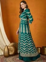 Green Embellished Lehenga Choli with Full-Length Jacket