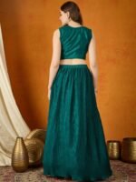 Green Embellished Lehenga Choli with Full-Length Jacket
