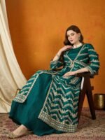 Green Embellished Lehenga Choli with Full-Length Jacket