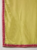 Mehendi Green A-Line Kurta Palazzo Set with Lace Dupatta