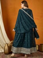 Rama Flared Kurta Palazzo Set with Embroidered Dupatta