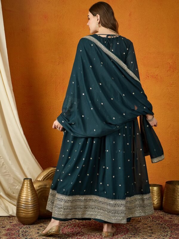 Rama Flared Kurta Palazzo Set with Embroidered Dupatta