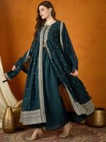 Rama Flared Kurta Palazzo Set with Embroidered Dupatta