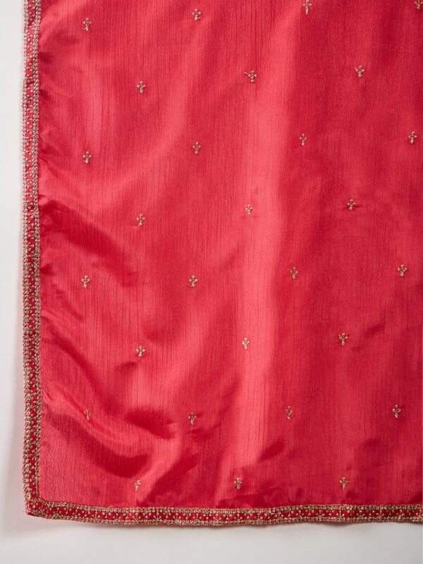 Pink Straight Kurta Palazzo Set with Embroidered Dupatta