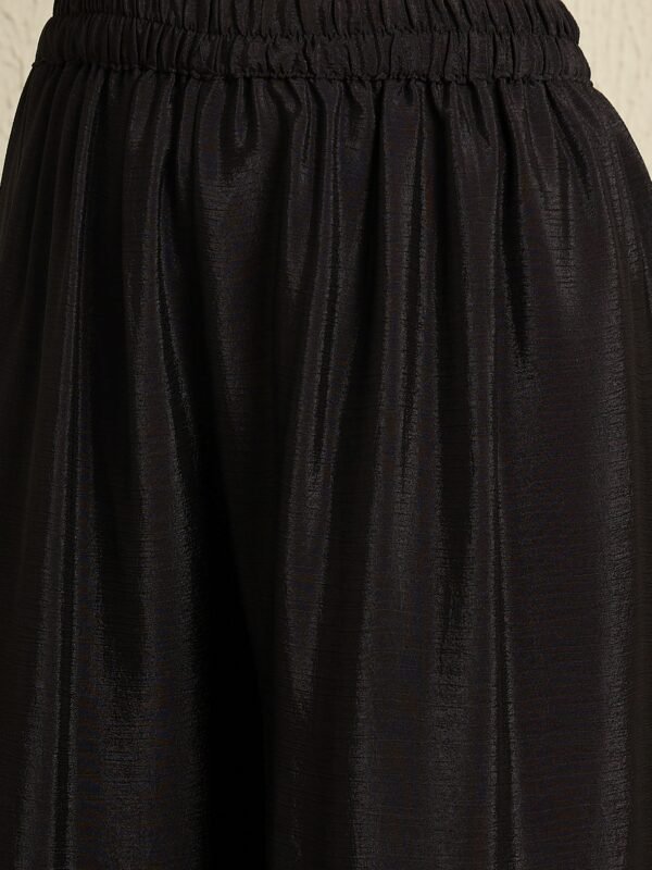 Black Straight Kurta Palazzo Set with Embroidered Dupatta