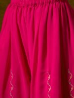Pink Embroidered Flared Kurta Palazzo Set | V Neck | Above Knee Top
