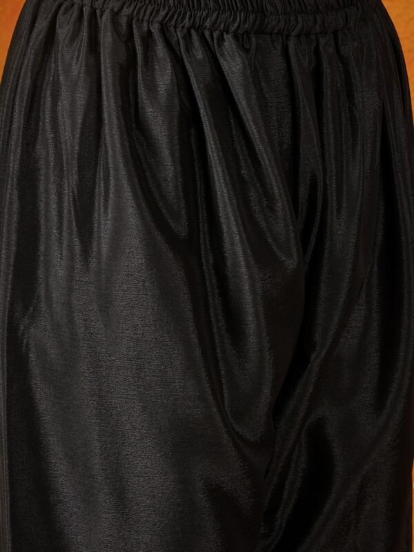 Black Embroidered Chinon Kurta Palazzo Set | Boat Neck | Calf Length