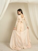 Peach Embroidered Anarkali Kurta Pant Set | V Neck | Full Length