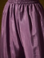 Purple Embroidered Flared Kurta Sharara | Round Neck | Above Knee