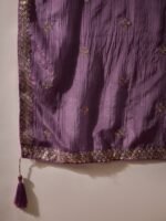Purple Embroidered Flared Kurta Sharara | Round Neck | Above Knee