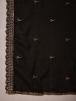 Black Embroidered A-line Kurti Palazzo | Round Neck | Above Knee