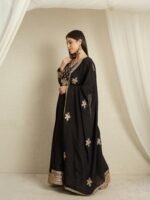 Black Embroidered Anarkali Gown with Matching Chinon Dupatta