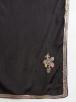 Black Embroidered Anarkali Gown with Matching Chinon Dupatta