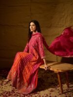 Pink Embroidered Chinon Anarkali Gown | Round Neck | Full Length