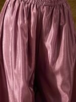 Purple Embroidered Flared Kurta Palazzo Set with Collar Neck
