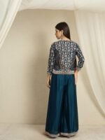 Rama Embroidered Kurta Palazzo Set | Jacket | Round Neck | Waist Length