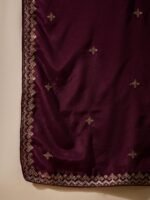 Purple Embroidered Flared Kurta Palazzo Set with Chinon Dupatta