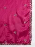 Maroon Embroidered A-Line Gown | V Neck | Full Length Chinon