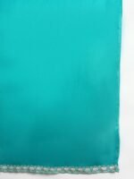 Teal Embroidered Anarkali Kurta Palazzo | Round Neck | Full Length