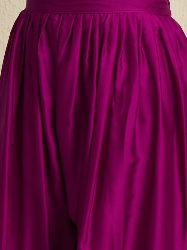 Purple Embroidered Kaftan Set | Round Neck | Kimono Sleeves | Mid-Thigh