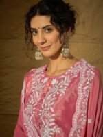 Light Pink Embroidered Kurta Sharara Set with Dupatta