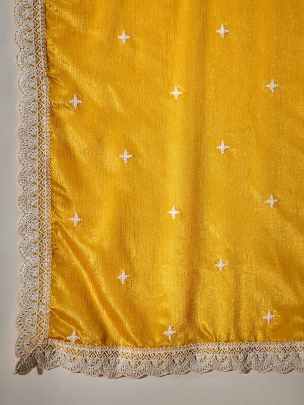 Yellow Embroidered Kurta Sharara | Notch Neck | Above Knee