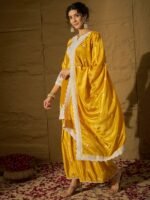 Yellow Embroidered Kurta Sharara | Notch Neck | Above Knee