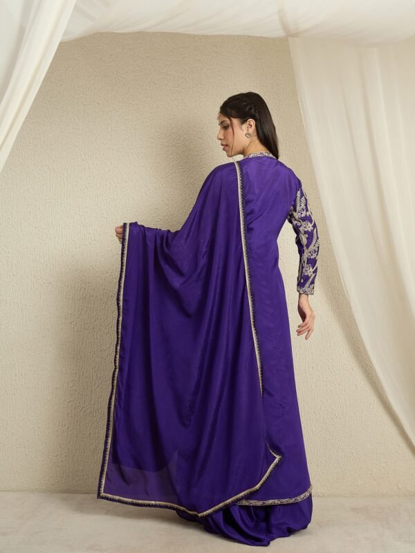 Purple Embroidered Palazzo Set | Sweet Heart Top & Long Jacket