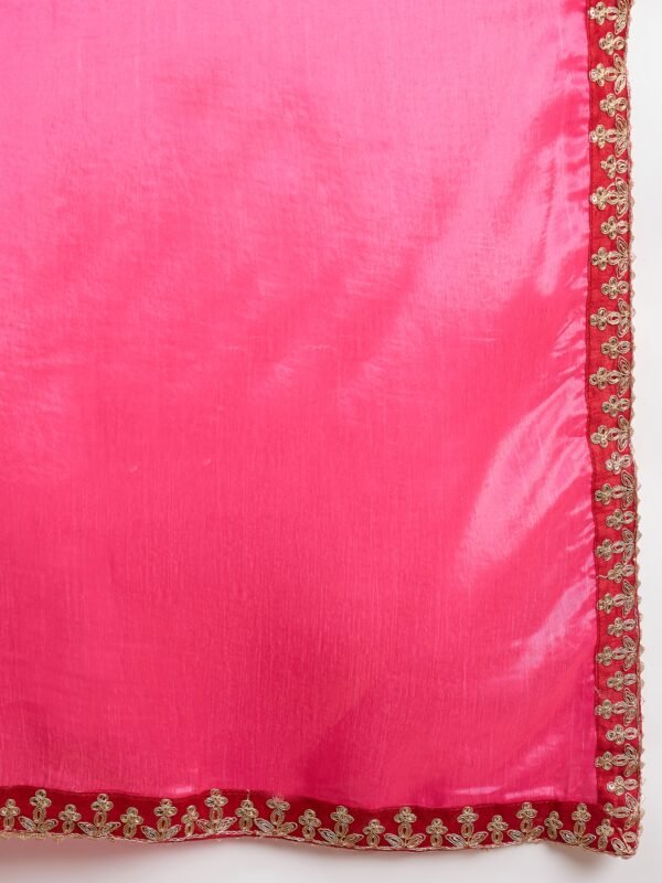Off-White Embroidered Chinon Kurta Palazzo Set with Dupatta