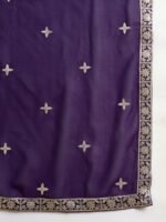 Purple Faux Georgette Anarkali Kurta Lehenga Set with Dupatta