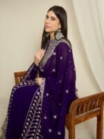 Purple Faux Georgette Anarkali Kurta Lehenga Set with Dupatta