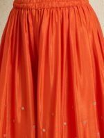 Orange Embroidered Kurta Palazzo | Bandhani Dupatta | V Neck