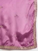 Purple Chinon Embroidered A-Line Kurta Palazzo Set with Dupatta