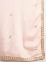 Light Pink Embroidered Kurta Palazzo | Round Neck | Knee Length