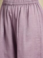 Light Purple Embroidered Anarkali Kurta Palazzo Set in Vichitra Silk
