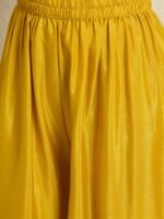 Yellow Embroidered Anarkali Kurta Palazzo Set in Chinon Fabric