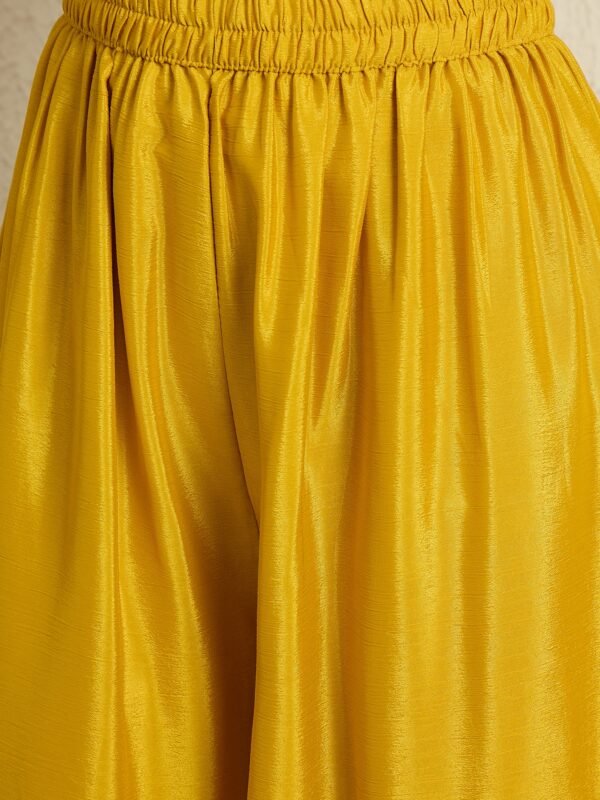 Yellow Embroidered Anarkali Kurta Palazzo Set in Chinon Fabric