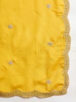 Yellow Embroidered Anarkali Kurta Palazzo Set in Chinon Fabric
