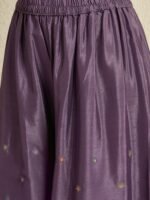 Purple Embroidered A-line Kurta Palazzo Set with Dupatta