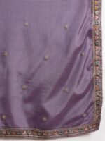 Purple Embroidered A-line Kurta Palazzo Set with Dupatta